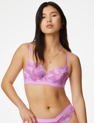 B By Boutique Women's Cleo Lace Wired Balcony Bra (A-G) - 30C - Bright Mauve, Bright Mauve