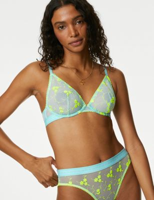 B By Boutique Women's Emilia Embroidered Wired Plunge Bra (A-E) - 36E - Light Turquoise, Light Turqu