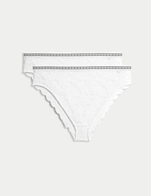 B By Boutique Women's 2pk Cleo High Waisted High Leg Knickers - XS - White, White