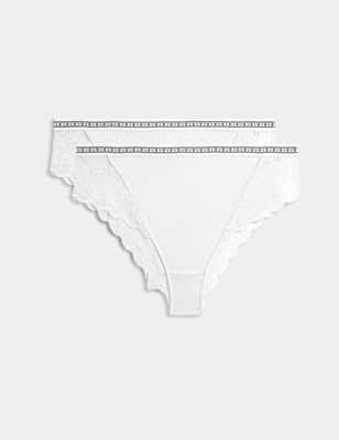 B By Boutique Women's 2pk Cleo High Waisted Brazilian Knickers - White, White,Black