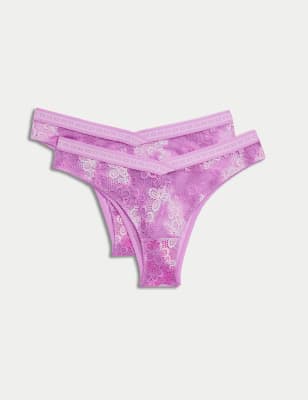 

B by Boutique Pack de 2 braguitas Miami con encaje CleoWomens - Bright Mauve, Bright Mauve