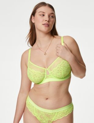 

Womens B by Boutique Cleo Lace Wired Minimiser Bra (A-E) - Lime Mix, Lime Mix