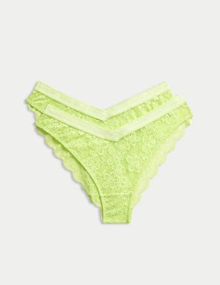 

Womens B by Boutique 2pk Cleo Lace Miami Knickers - Lime Mix, Lime Mix