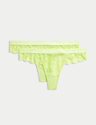 

Womens B by Boutique 2pk Cleo Lace Thongs - Lime Mix, Lime Mix