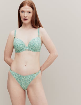 

Womens M&S X GHOST Miami-Brazilian-Slip mit Blumenmuster - Green Mix, Green Mix