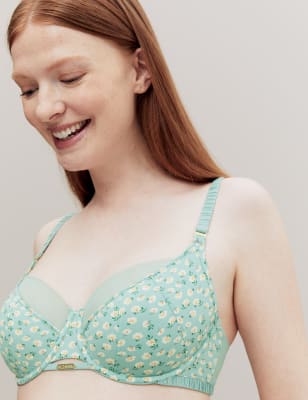 

Womens M&S X GHOST Floral Print Wired Full Cup Bra A-E - Green Mix, Green Mix