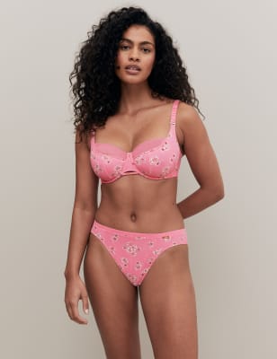 

Womens M&S X GHOST Floral Print Wired Full Cup Bra F-H - Pink Mix, Pink Mix