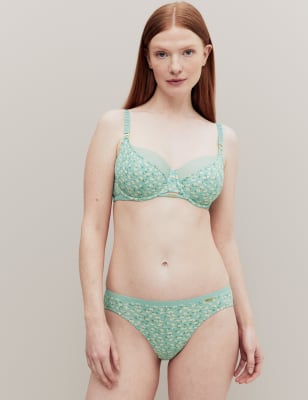 

Womens M&S X GHOST Floral Print High Leg Knickers - Green Mix, Green Mix