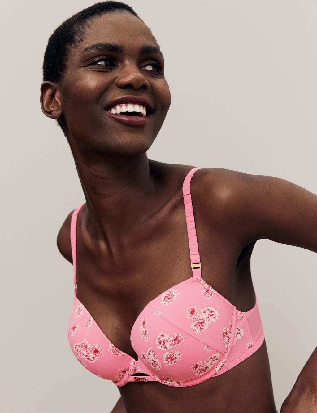 Floral Print Wired Balcony Bra A-E image 1