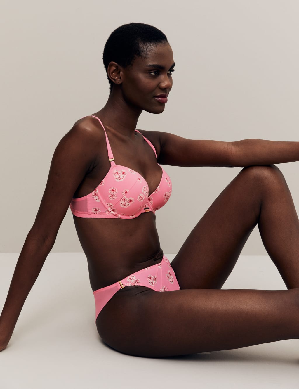 Floral Print Wired Balcony Bra A-E image 4