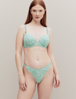 

Womens M&S X GHOST Floral Print Wired Balcony Bra A-E - Green Mix, Green Mix