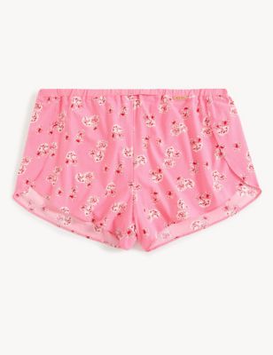 M&S X Ghost Womens Floral Print High Waisted French Knickers - 8 - Pink Mix, Pink Mix