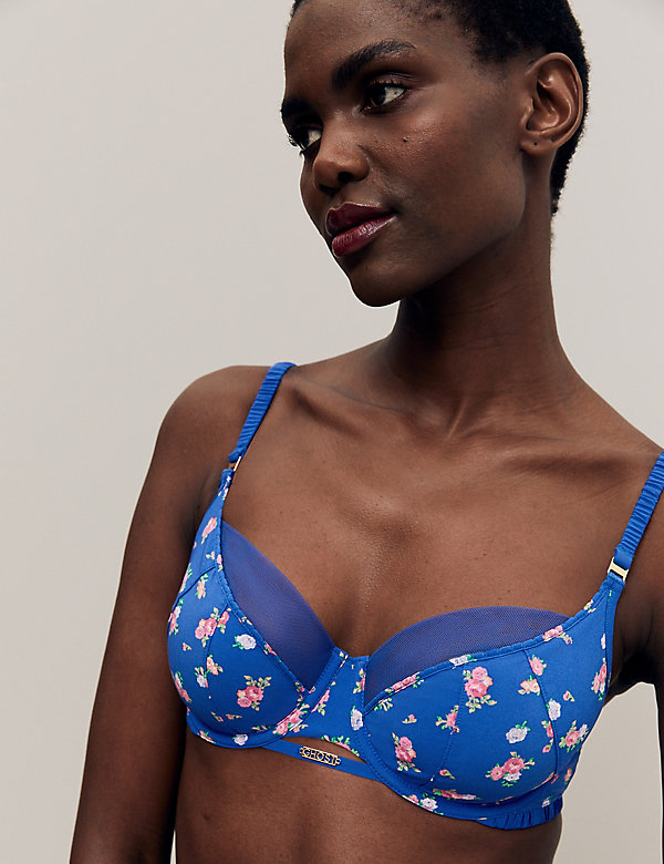 Floral Print Wired Full Cup Bra A-E - KR