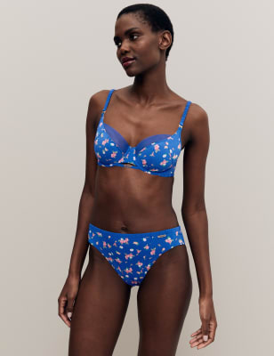 

M&S X GHOST Braguitas de corte alto con estampado floralWomens - Blue Mix, Blue Mix