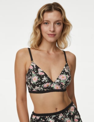 

Womens M&S X GHOST Zandra Floral Print Non Wired Bralette A-E - Black Mix, Black Mix