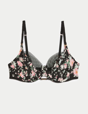 Zandra Floral Print Mesh Wired Full Cup Bra A-E