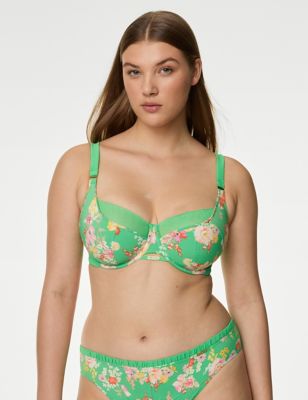 M&S X Ghost Womens Annie Print Wired Full Cup Bra (F-H) - 30H - Green Mix, Green Mix