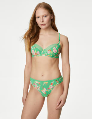 M&S X Ghost Womens Annie Print High Leg Knickers - 16 - Green Mix, Green Mix