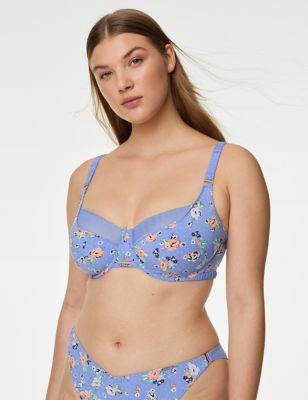 M&S X Ghost Womens Marie Print Wired Full Cup Bra (F-H) - 30G - Lupin, Lupin