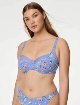 

Womens M&S X GHOST Marie Print Wired Full Cup Bra (F-H) - Lupin, Lupin