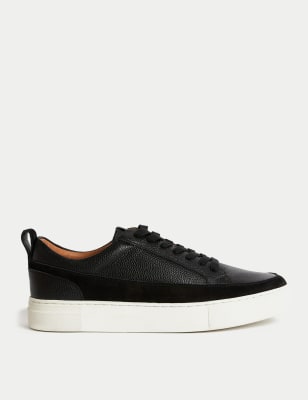 

Mens Autograph Leather Lace Up Trainers - Black, Black