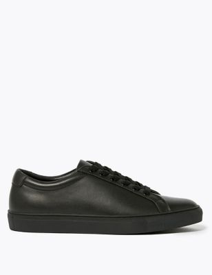 Marks And Spencer Mens M&S Collection Lace-Up Trainers - Black/Black, Black/Black