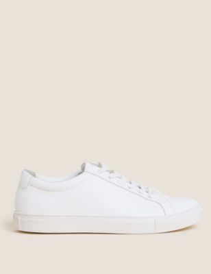 Marks And Spencer Mens M&S Collection Lace-Up Trainers - White, White