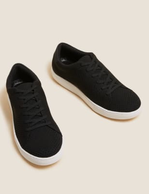 

Mens M&S Collection Turnschuhe zum Schnüren mit Netzdesign - Black, Black