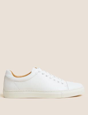 

Mens Autograph Leather Lace Up Trainers - White, White
