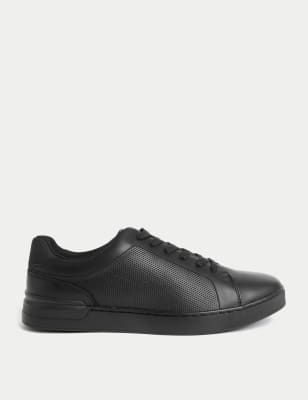 Cheap black sales leather trainers