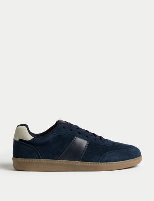 M&S Men's Suede Lace Up Trainers - 6 - Navy Mix, Navy Mix
