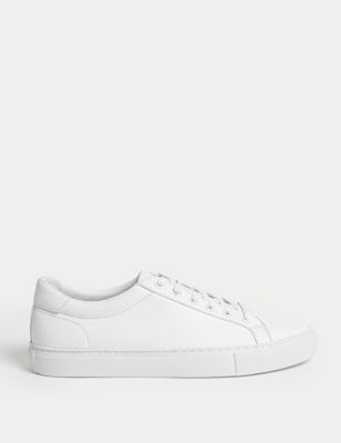 M&S Mens Lace Up Trainers - 6 - White, White