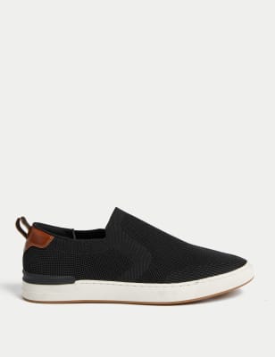 M&S Men's Slip-On Trainers - 9 - Black, Black,Navy