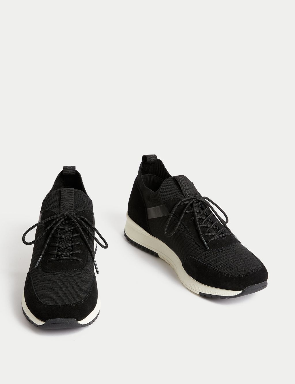 Leather Knitted Lace Up Trainers image 2