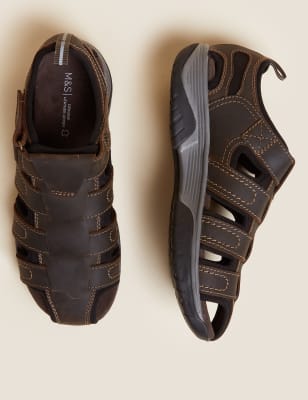 

Mens M&S Collection Leather Riptape Sandals - Brown, Brown