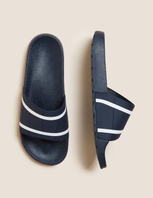 

M&S Collection Zapatillas para piscina de rayas sin cordonesMens - Navy Mix, Navy Mix