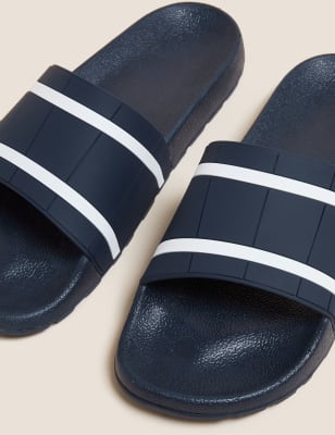 

M&S Collection Zapatillas para piscina de rayas sin cordonesMens - Navy Mix, Navy Mix