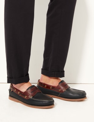 Chaussures bateau en cuir sans lacets