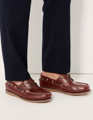 Grandes tailles&nbsp;&ndash; Chaussures bateau en cuir &agrave; lacets