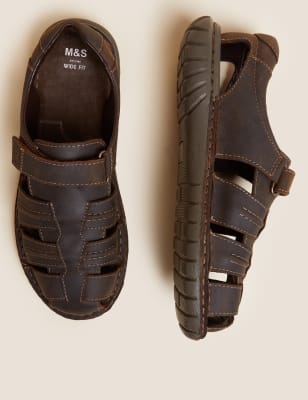 

Mens M&S Collection Ledersandalen mit Klettverschluss - Brown, Brown