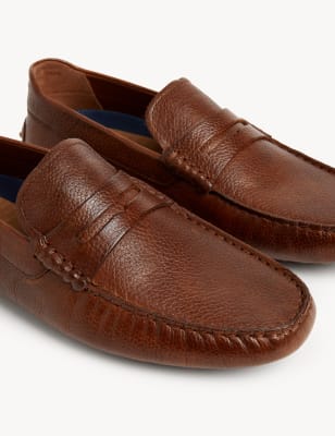 

Mens M&S Collection Leather Slip-On Driving Shoes - Tan, Tan