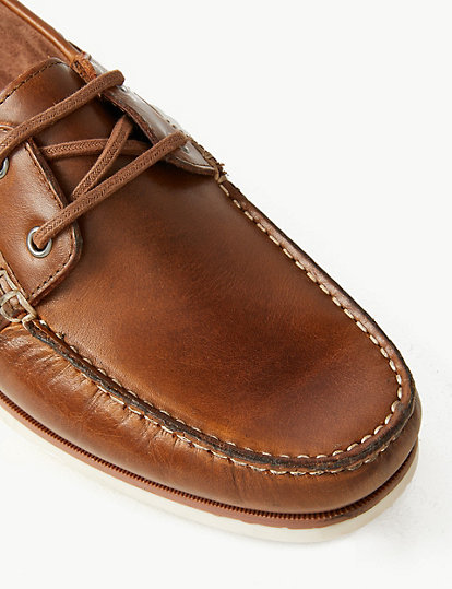 Leather Lace-up Boat Shoes