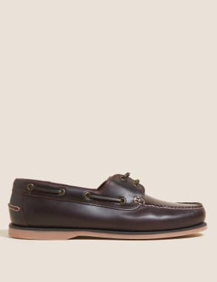 

Mens M&S Collection Wide Fit Leather Boat Shoes - Brown, Brown