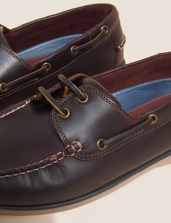 Wide Fit Leather Boat Shoes - AE