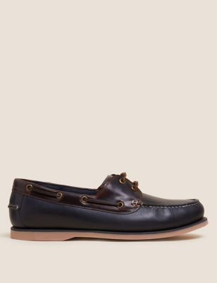 Mens M&S Collection Leather Boat Shoes - Brown, Brown