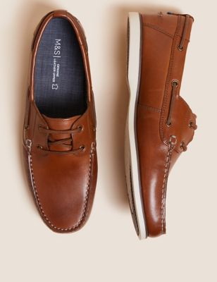 Mens M&S Collection Leather Boat Shoes - Tan