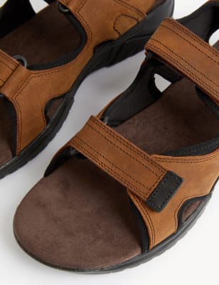 

Mens M&S Collection Leather Riptape Sandals - Brown, Brown