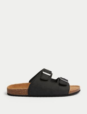 

Mens M&S Collection Leather Slip-On Sandals - Black, Black