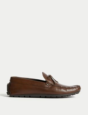 M&S Men's Leather Loafers - 7 - Tan, Tan,Navy
