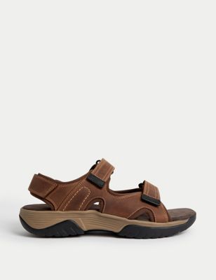 M&S Mens Airflex Nubuck Leather Riptape Sandals - 6 - Tan, Tan